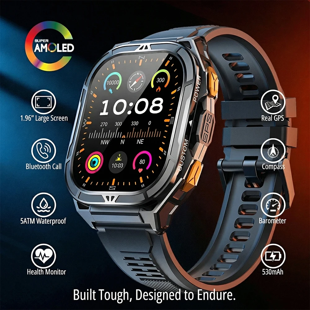 Smartwatch Health Watches For Men - Smartwatch AMOLED de Luxo com GPS