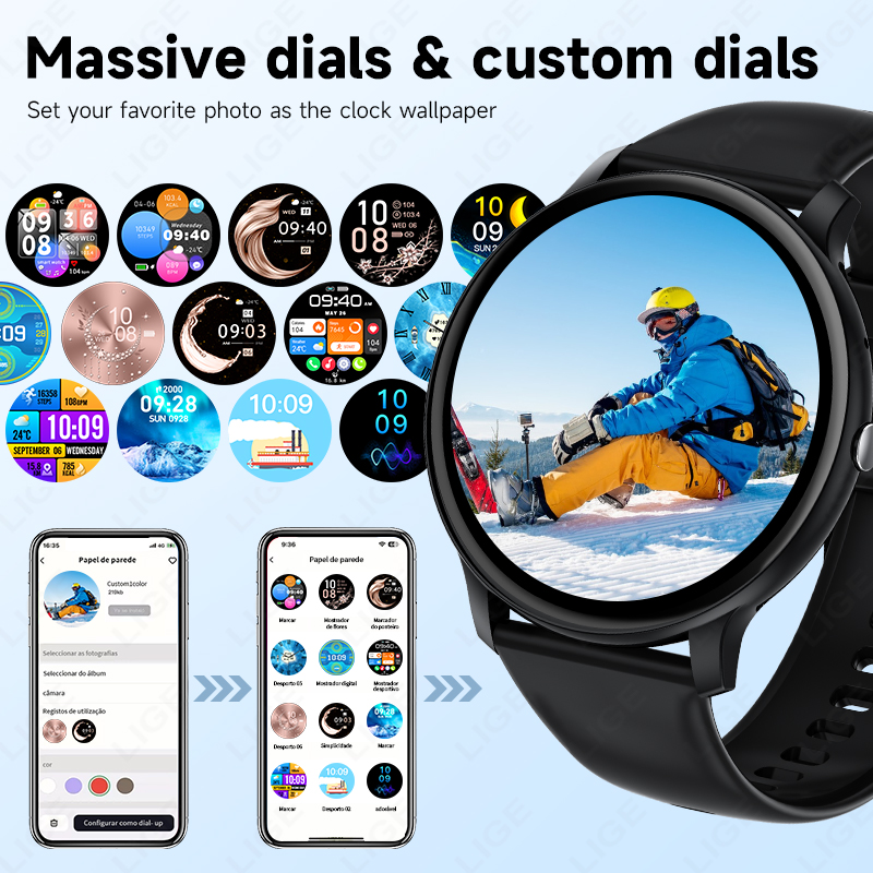 Lige bluetooth chamada feminin - Smartwatch Latest Watches For Men avaliação e preço