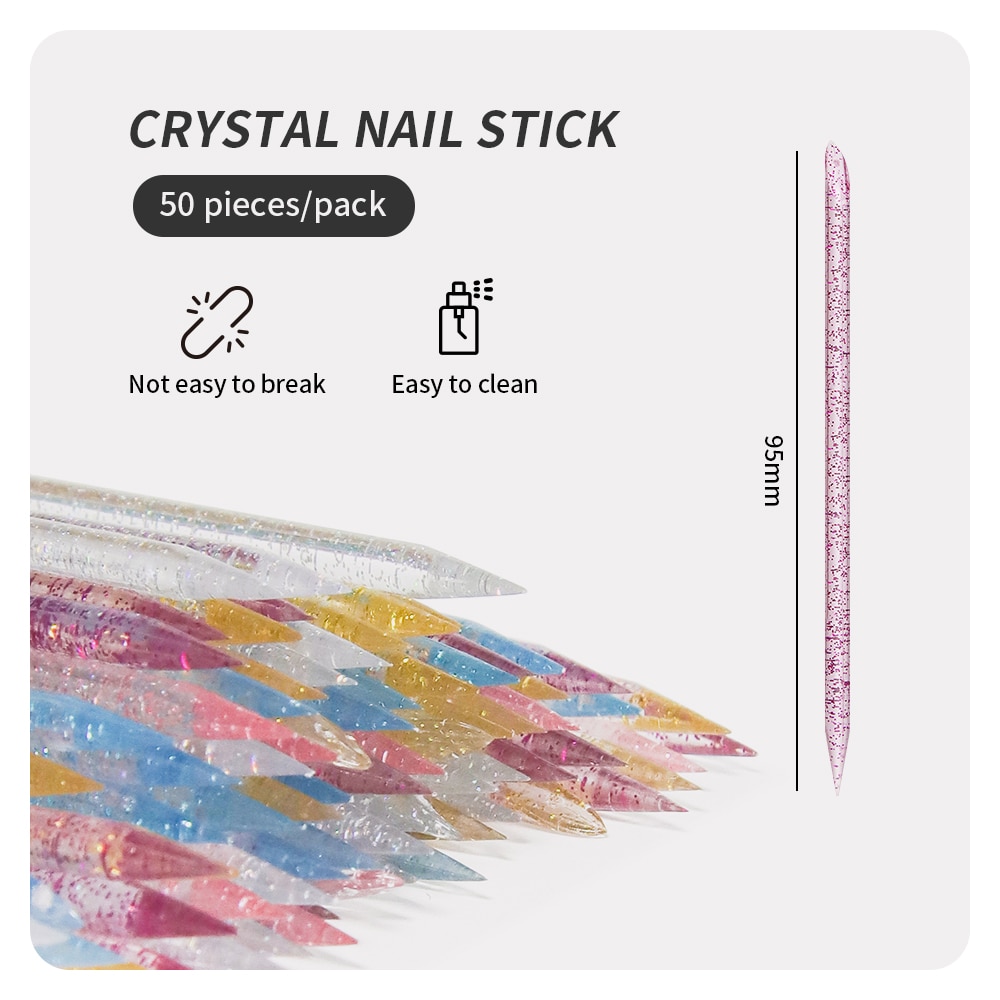 50 pçs empurrador de cutícula  - Crystal Press Tool avaliação e preço