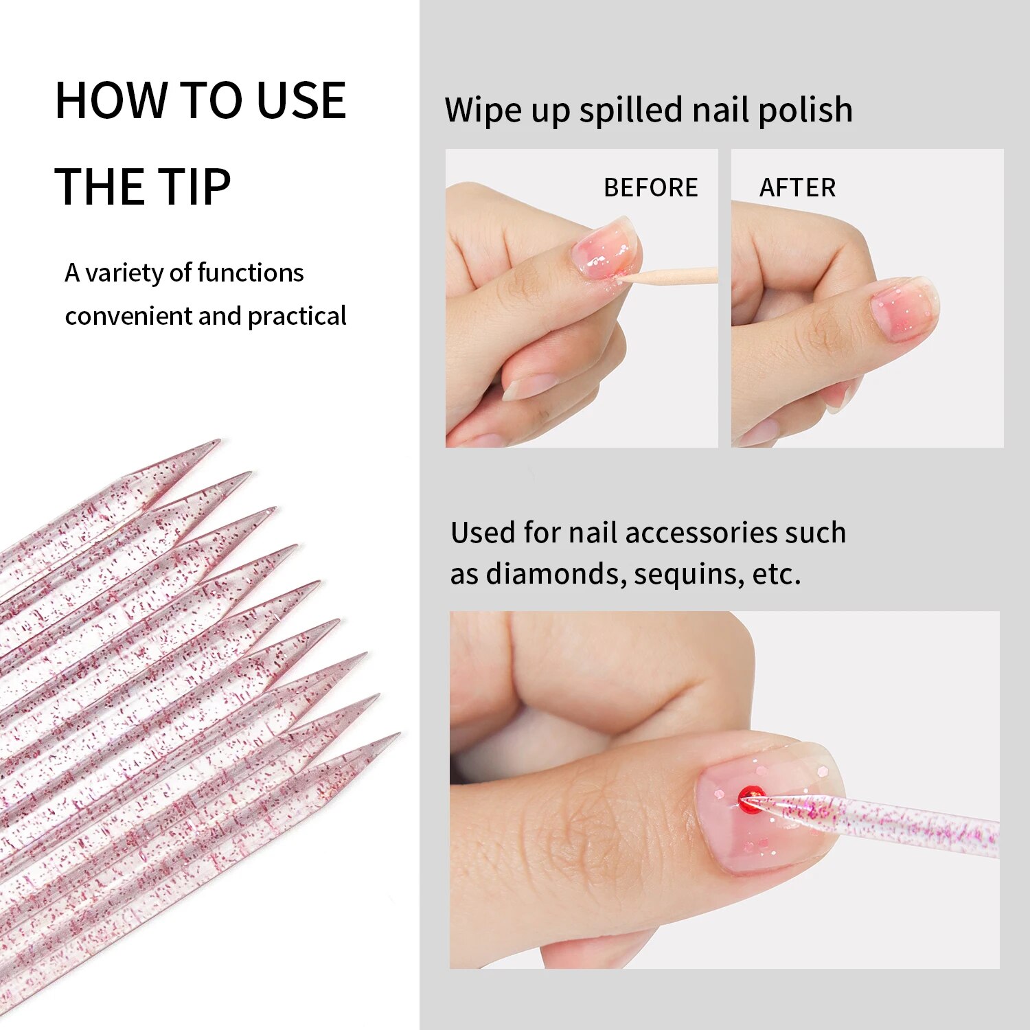 50 pçs empurrador de cutícula  - Crystal Press Tool avaliação e preço