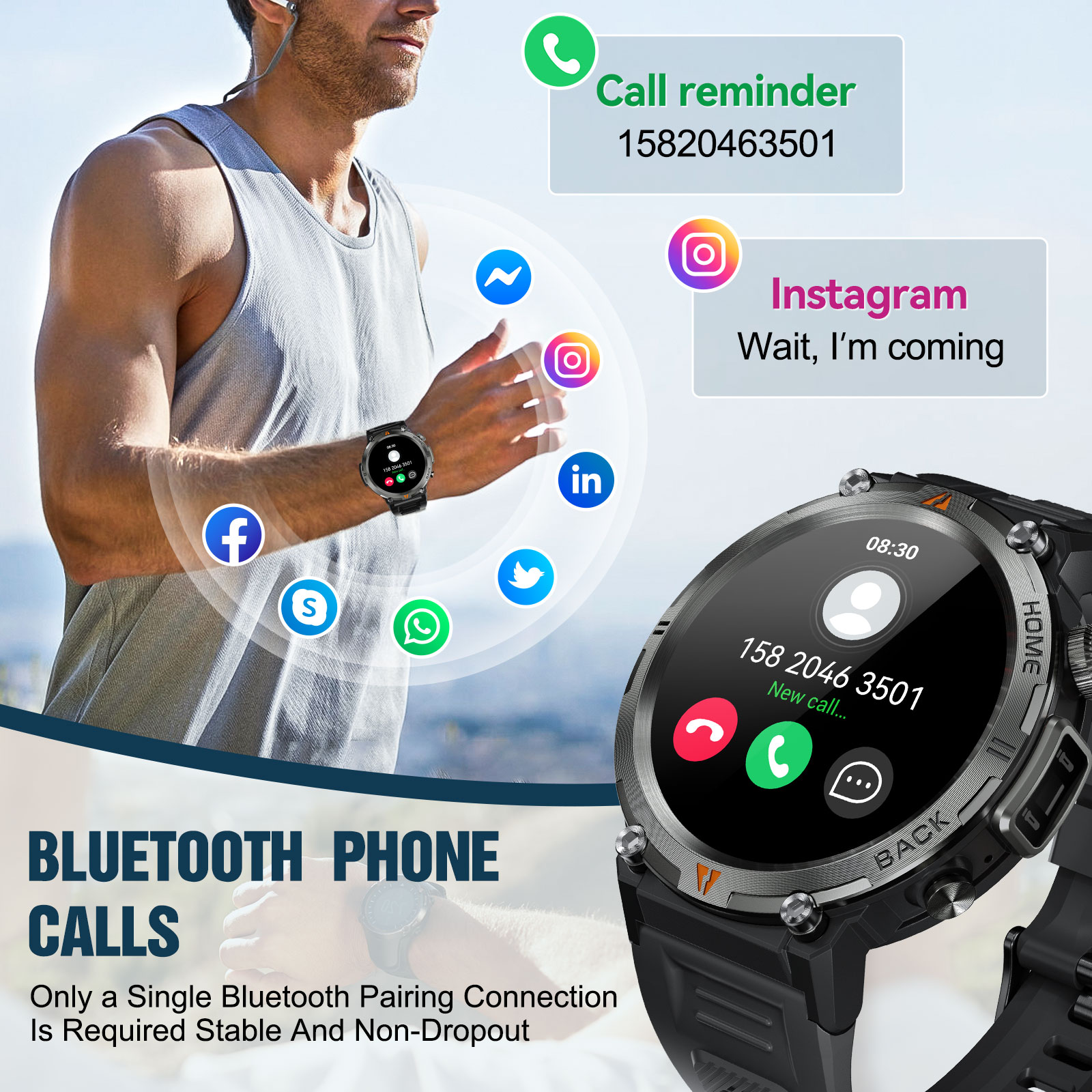 Eiyis ke3 bluetooth chamada re - Smartwatch Health Watches For Men avaliação e preço