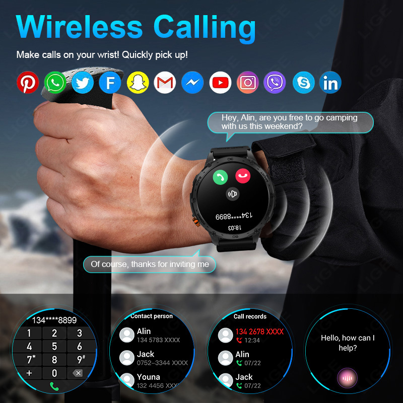 Lige 730mah bateria grande ult - Smartwatch Latest Watches For Men avaliação e preço