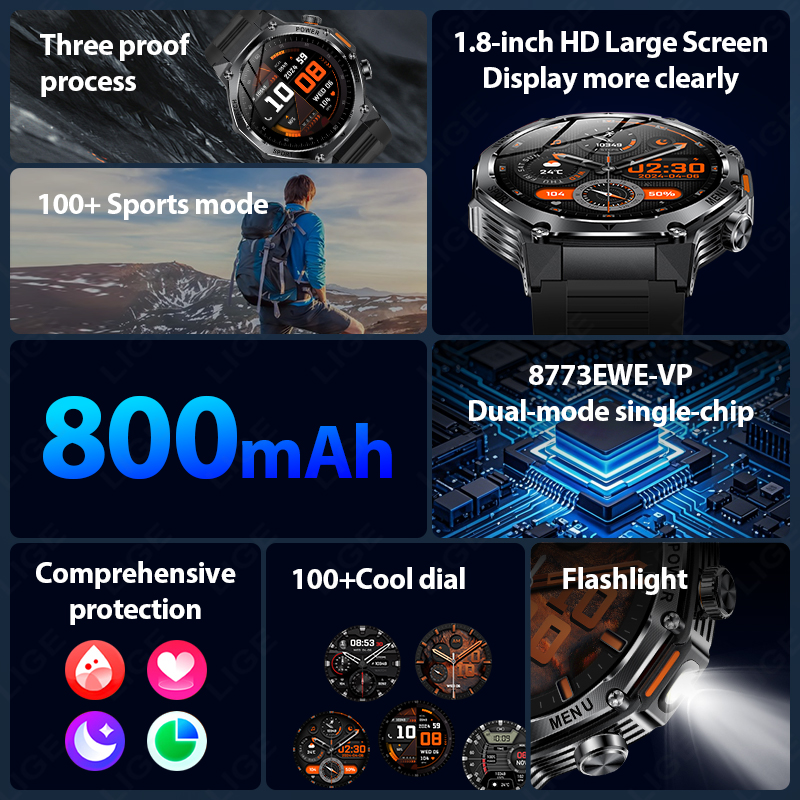 Lige novos homens 800mah ultra - Smartwatch Latest Watches For Men avaliação e preço